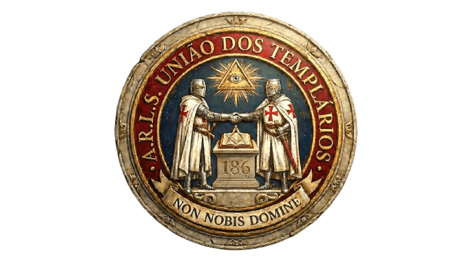 Brasão oficial da A.R.L.S. União dos Templários Nº 186 - Loja Maçônica de Feira de Santana, Bahia