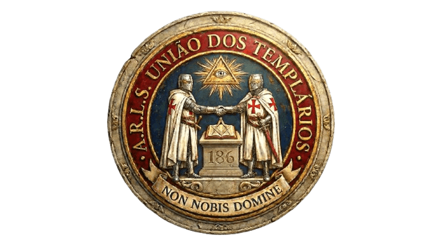 Brasão oficial da A.R.L.S. União dos Templários Nº 186 - Loja Maçônica de Feira de Santana, Bahia
